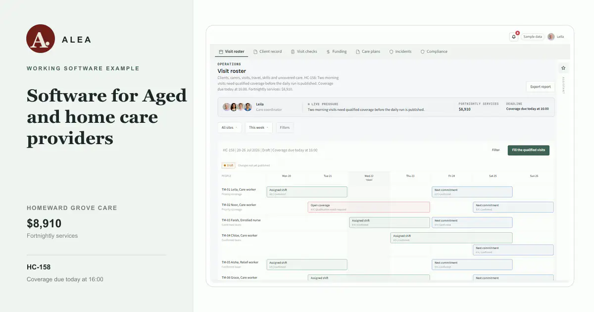 Aged and home care providers app preview