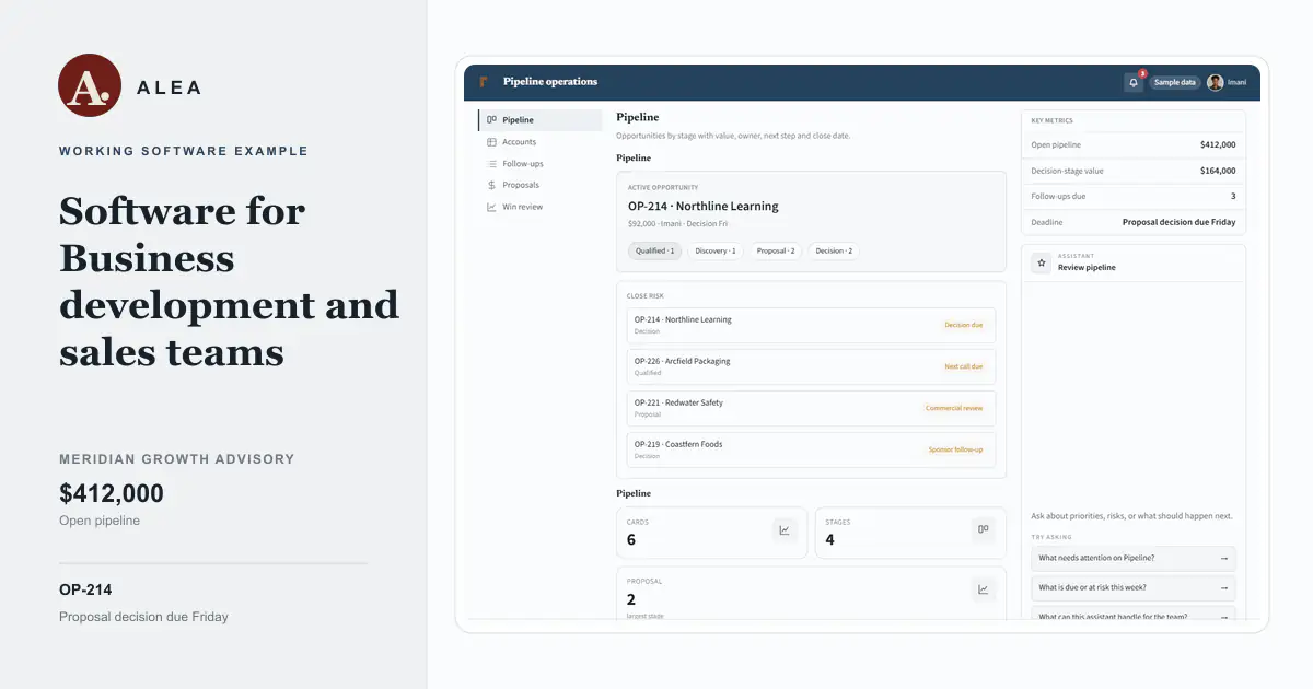 Business development and sales teams app preview