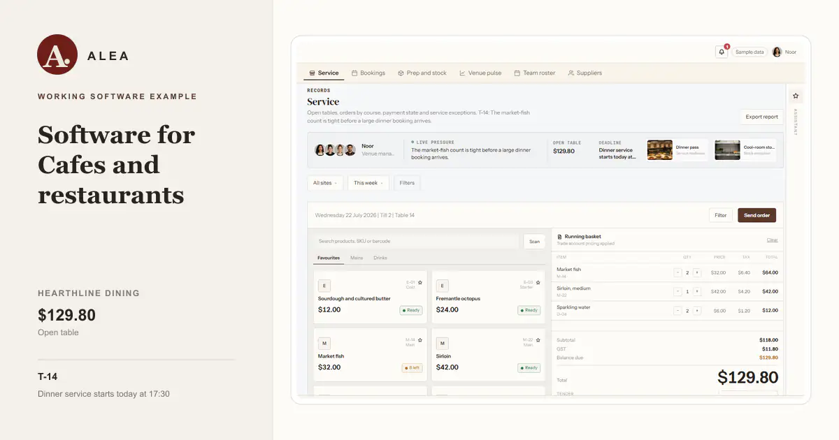Cafes and restaurants app preview