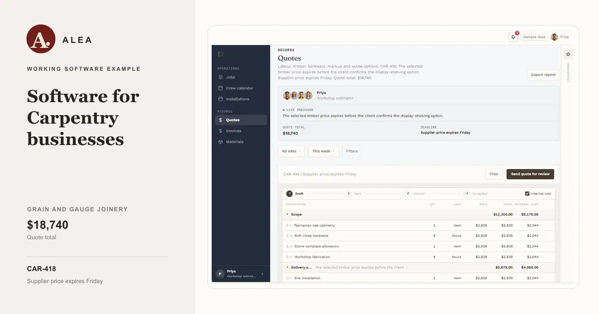 Carpentry businesses app preview