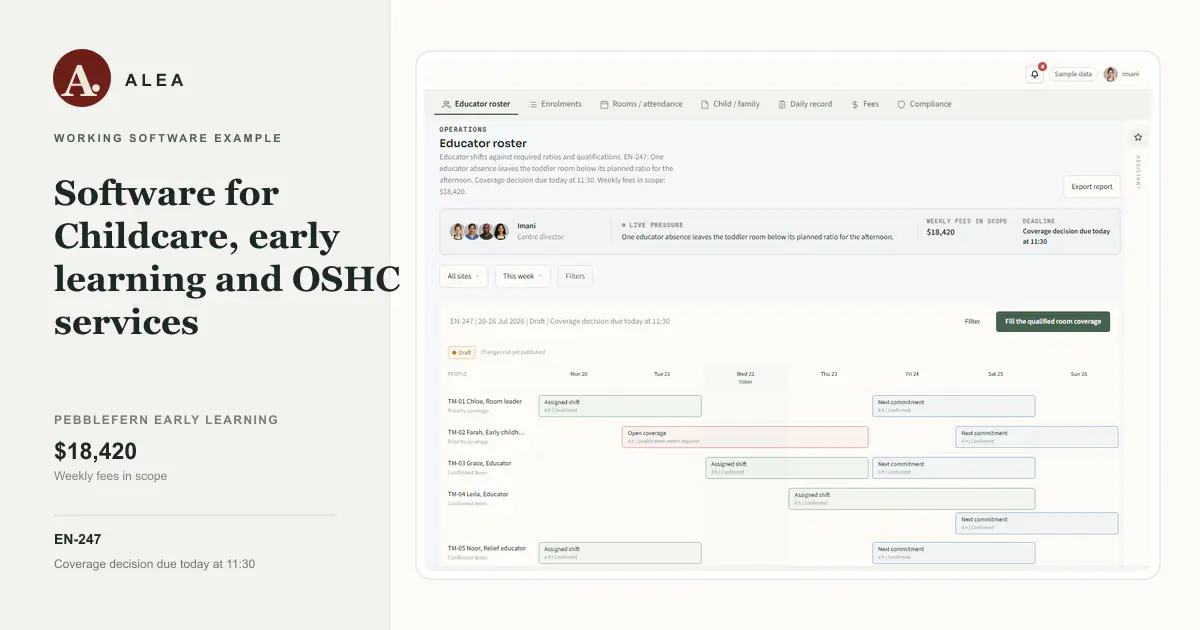 Childcare, early learning and OSHC services app preview