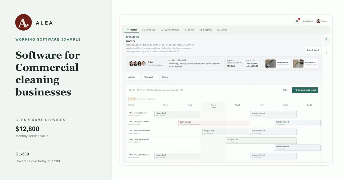 Commercial cleaning businesses app preview