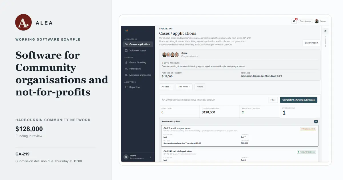 Community organisations and not-for-profits app preview