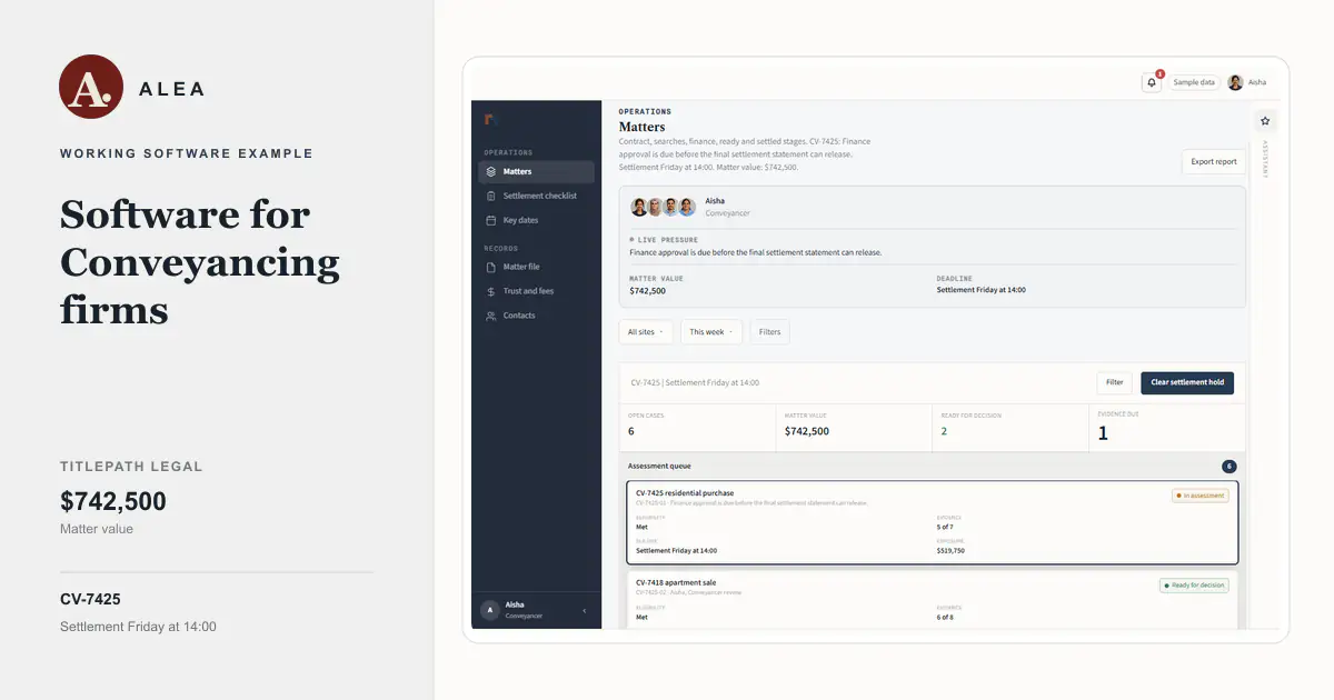 Conveyancing firms app preview