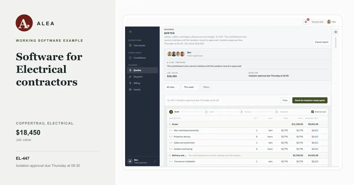 Electrical contractors app preview
