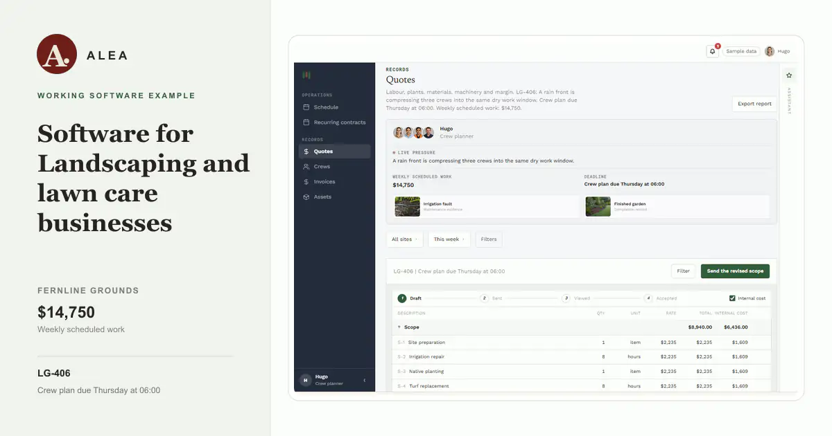 Landscaping and lawn care businesses app preview