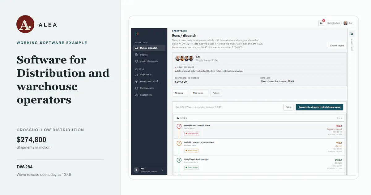 Distribution and warehouse operators app preview