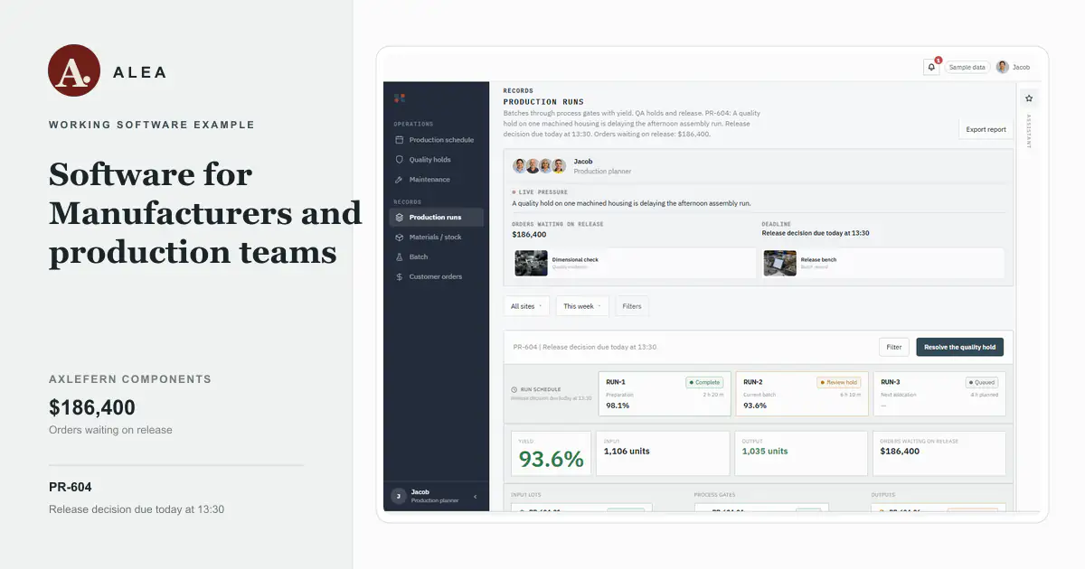 Manufacturers and production teams app preview