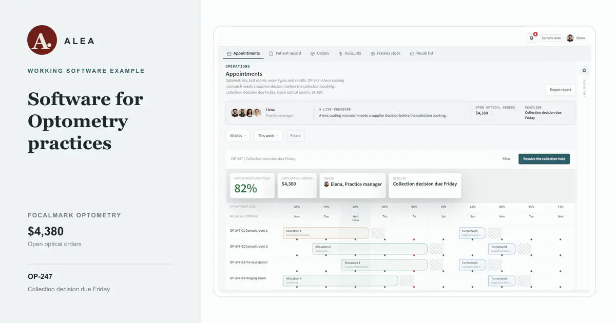 Optometry practices app preview
