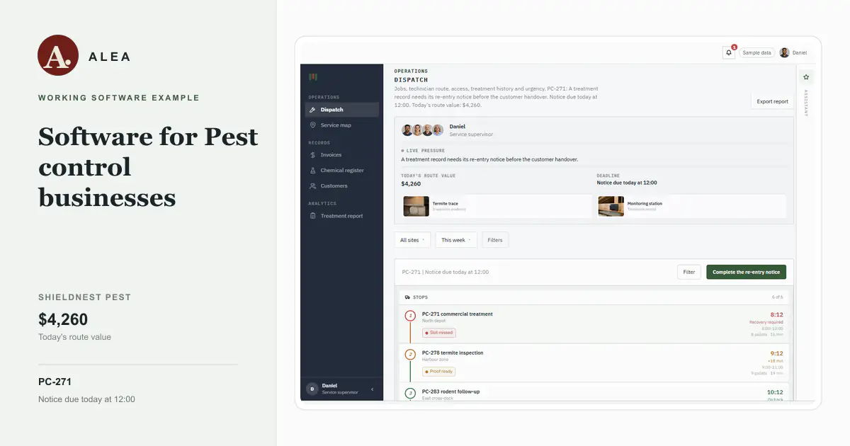 Pest control businesses app preview