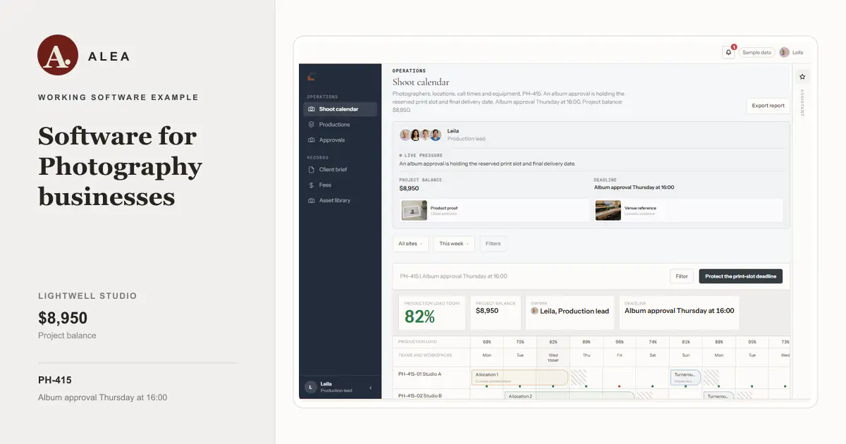 Photography businesses app preview
