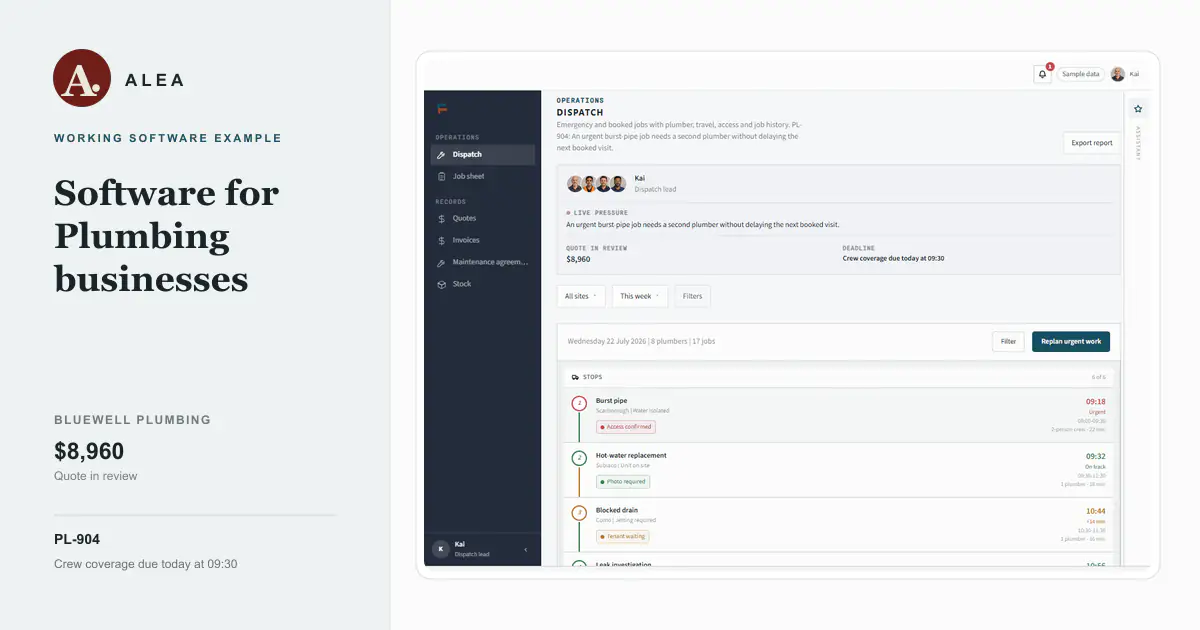 Plumbing businesses app preview