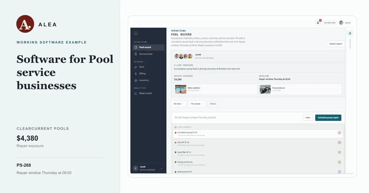 Pool service businesses app preview