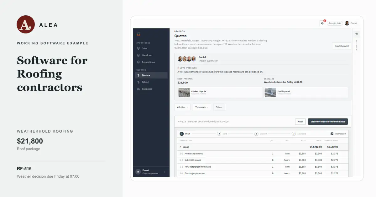 Roofing contractors app preview