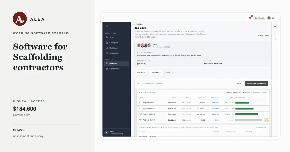 Scaffolding contractors app preview