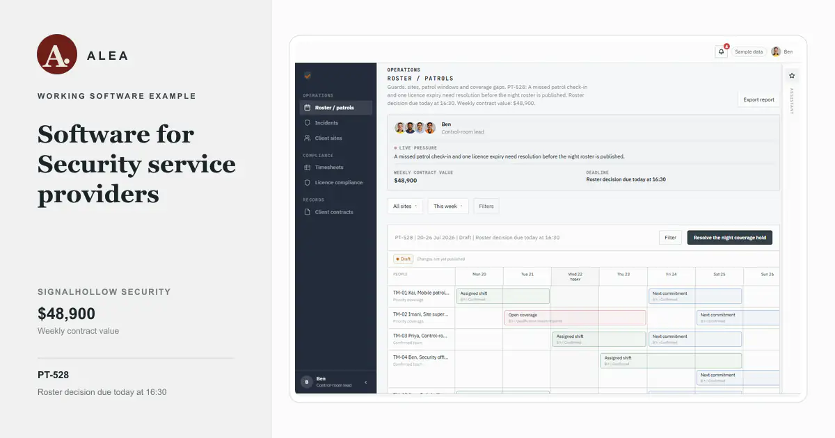 Security service providers app preview