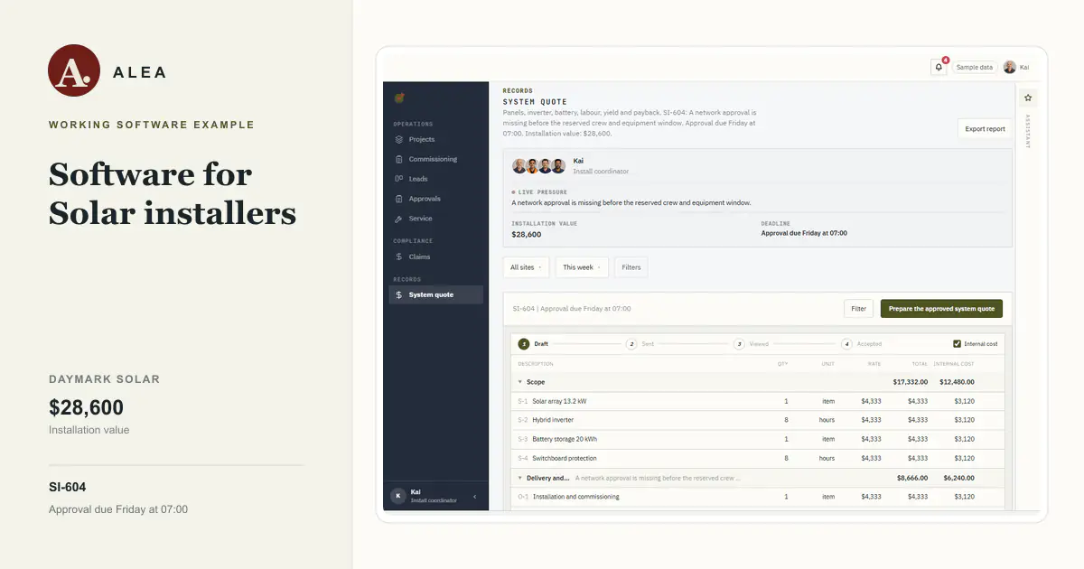 Solar installers app preview