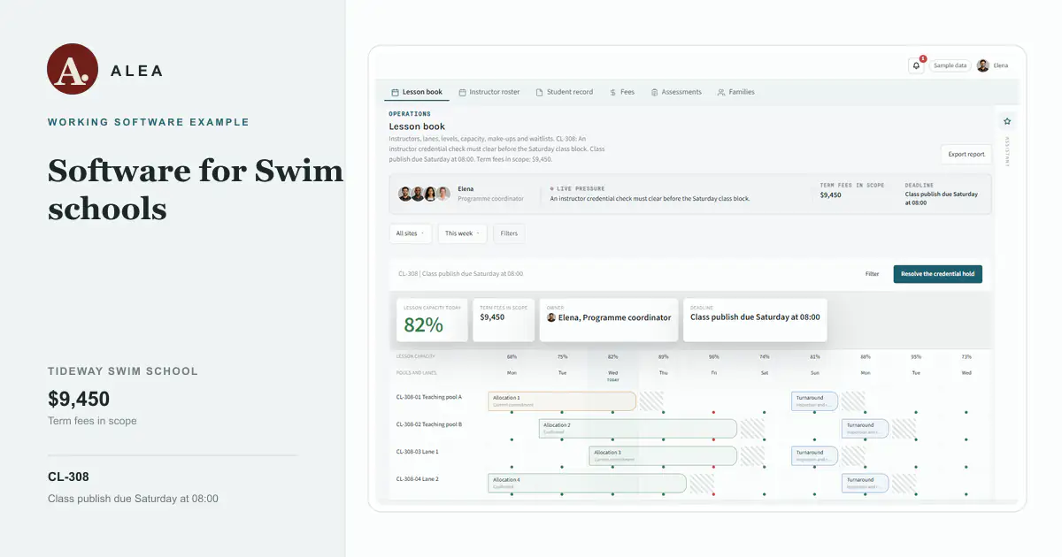 Swim schools app preview