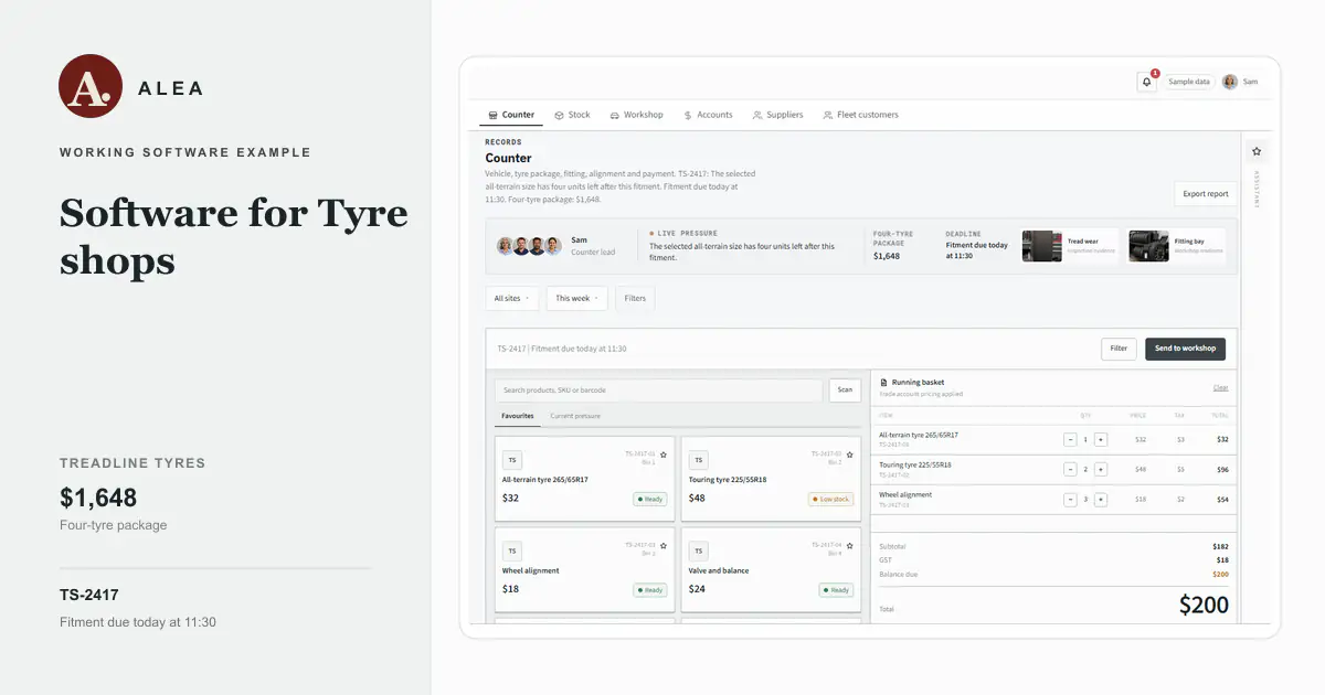Tyre shops app preview